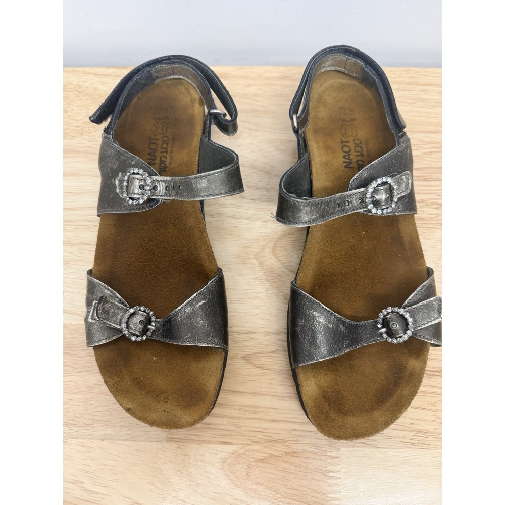 Naot Women's Sandals Gray Buckle w/ Hook & Loop Strap Rhinestones Size 30 #1